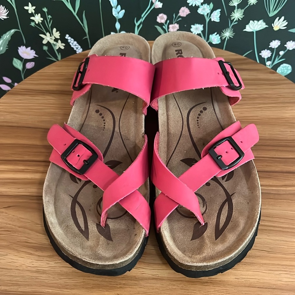 Romika women’s wedge cork leather sandals size 40 pink